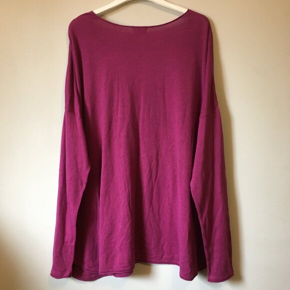 Fandango Pink Loose and Soft V-neck Pullover Sweater - Picture 2 of 10